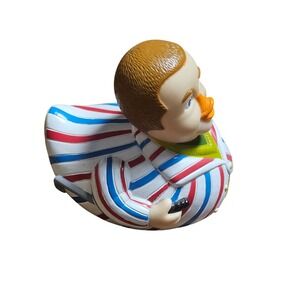 Vintage 1999 The Three Stooges Curly Rubber Duck Striped Pajamas Figure C3 Ent
